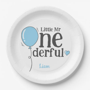 Plato De Papel Pequeño y lindo Sr. Onemaravilloso Personalizado A
