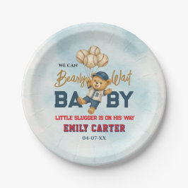 Plato De Papel Pequeño y lúgubre Baby Shower de béisbol azul