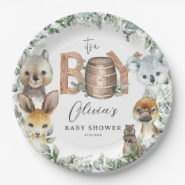 Plato De Papel Pequeños animales australianos Greenery Boy Baby S
