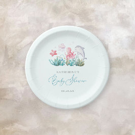Plato De Papel Pequeños animales oceánicos bajo el Baby Shower de