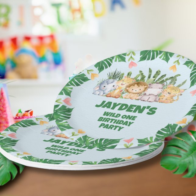 Plato De Papel Pequeños animales salvajes de un Safari de la jung (Subido por el creador)