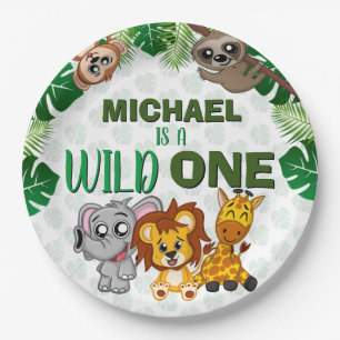 Plato De Papel Pequeños animales salvajes de una jungla Safari p