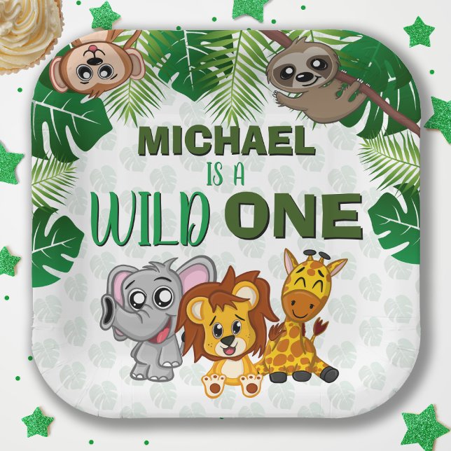 Plato De Papel Pequeños animales salvajes de una jungla Safari pr (Subido por el creador)
