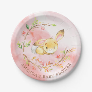 Plato De Papel Pequeños chicas de conejito dulces Baby Shower 7"