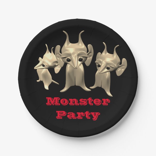 Plato De Papel Pequeños martianos, personalizados para los niños. (Anverso)