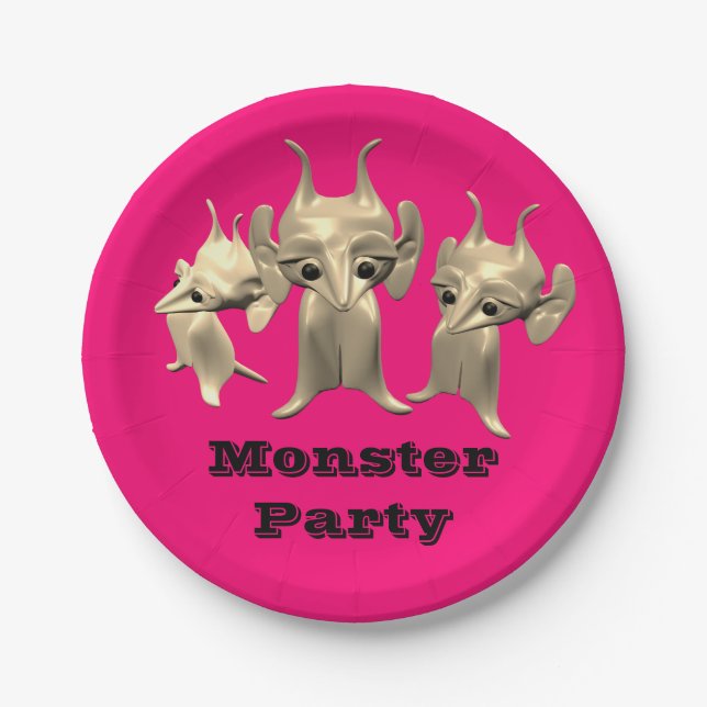 Plato De Papel Pequeños martianos, personalizados para los niños. (Anverso)