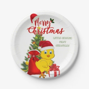 Plato De Papel Pequeños Navidades de pollo