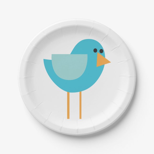 Plato De Papel Pequeños pájaros (pájaro azul) (Anverso)