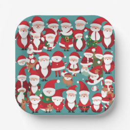 Plato De Papel Pequeños Papás Noel