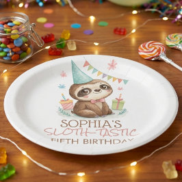 Plato De Papel Perezoso cumpleaños infantil perezoso-tástico