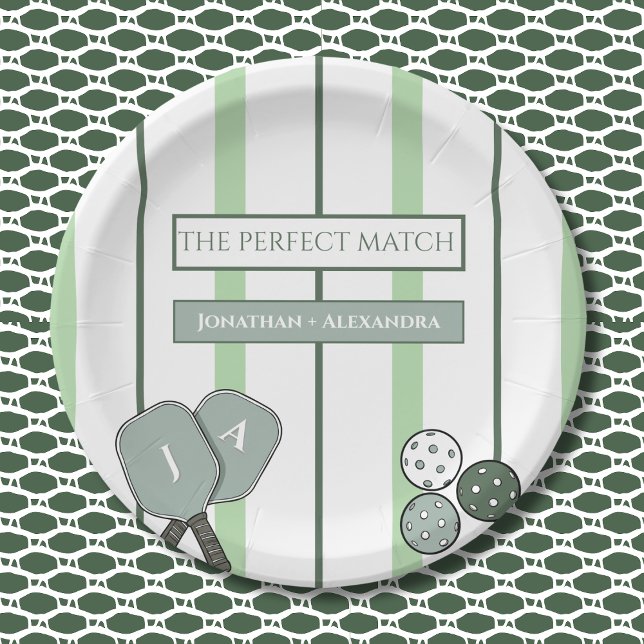 Plato De Papel Perfect Match Pickleball Couples Bridal Shower (Subido por el creador)