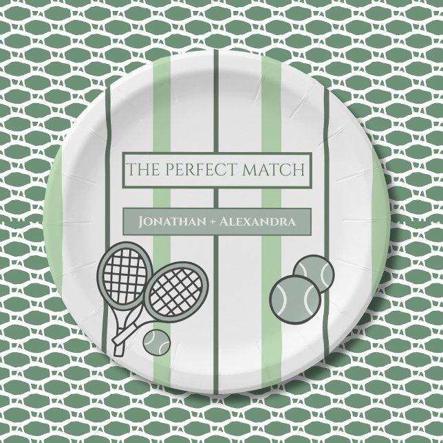 Plato De Papel Perfect Match Tennis Couples Bridal Shower (Subido por el creador)