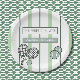 Plato De Papel Perfect Match Tennis Couples Bridal Shower
