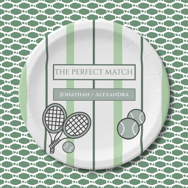 Plato De Papel Perfect Match Tennis Couples Bridal Shower (Subido por el creador)