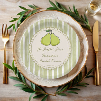Plato De Papel Perfect pair sage green stripe pear bridal shower