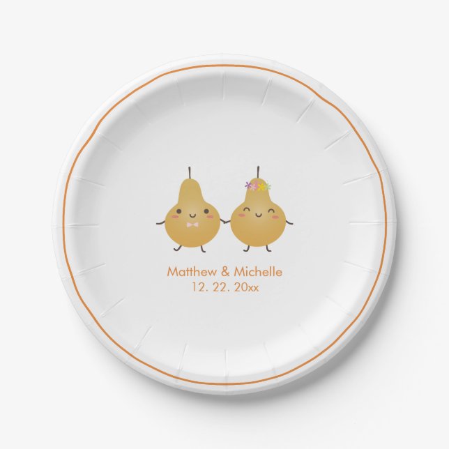 Plato De Papel Perfecto Perfect Pear Perfect Pair Whimsical Boda (Anverso)