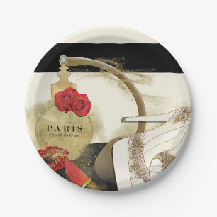 Plato De Papel Perfume de rosas Paris Parfum Tacones y lápiz labi
