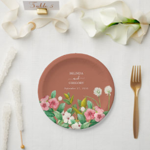 Plato De Papel Periwinkle Burnt Naranja Terracotta Boda
