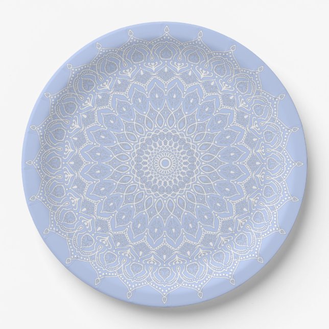 Plato De Papel Periwinkle Mandala - Bora en Juniper Berry (Anverso)