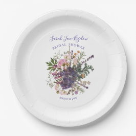 Plato De Papel Periwinkle Pressed Wildflower Boho Bridal Shower