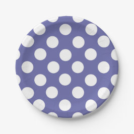 Plato De Papel periwinkle púrpura | puntos de polka blanco