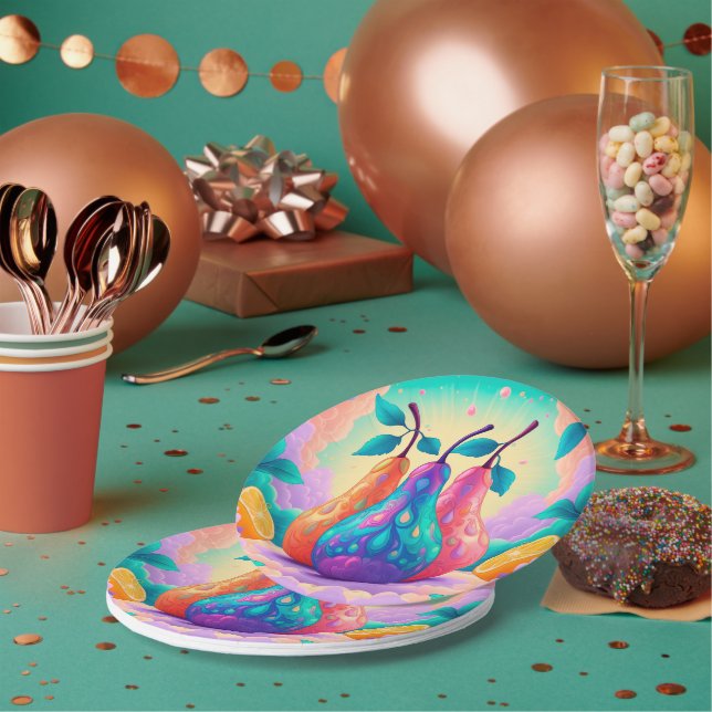 Plato De Papel Perla colorida (Multi)