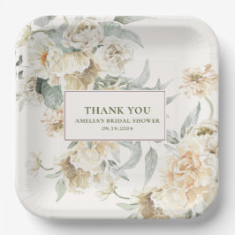 Plato De Papel Perlas acuarelas y ducha de novia prosecco