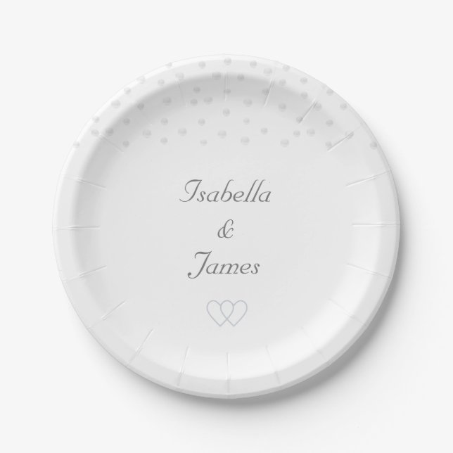 Plato De Papel Perlas chic en fondo blanco Boda (Anverso)
