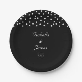 Plato De Papel Perlas chic en fondo negro Boda
