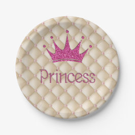 Plato De Papel Perlas encantadoras chic, tiara, princesa, brillan