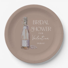 Plato De Papel Perlas personalizadas + ducha de novia Prosecco