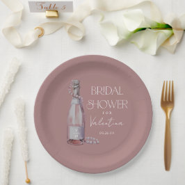 Plato De Papel Perlas personalizadas + ducha de novia Prosecco