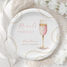 Plato De Papel Perlas Prosecco Rosa Dorado Brindis Nupcial