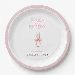 Plato De Papel Perlas rosadas y ducha de novias Prosecco