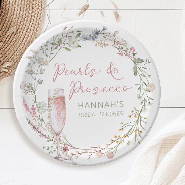 Plato De Papel Perlas y Boda Prosecco Ducha de Novias (Subido por el creador)