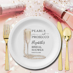 Plato De Papel Perlas y ducha de novia en Prosecco