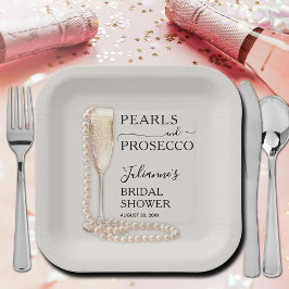 Plato De Papel Perlas y ducha de novia en Prosecco