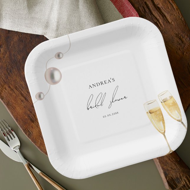 Plato De Papel Perlas y Prosecco Champán Ducha nupcial (Subido por el creador)