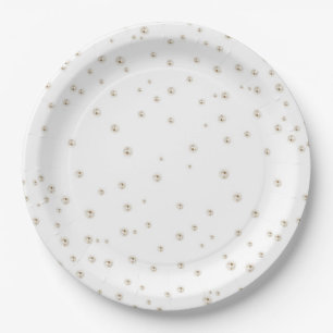 Plato De Papel Perlas y prosecco Elegante ducha nupcial