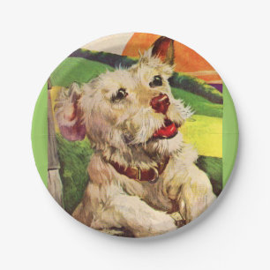 Plato De Papel Perro adorable aterrador de los años 40