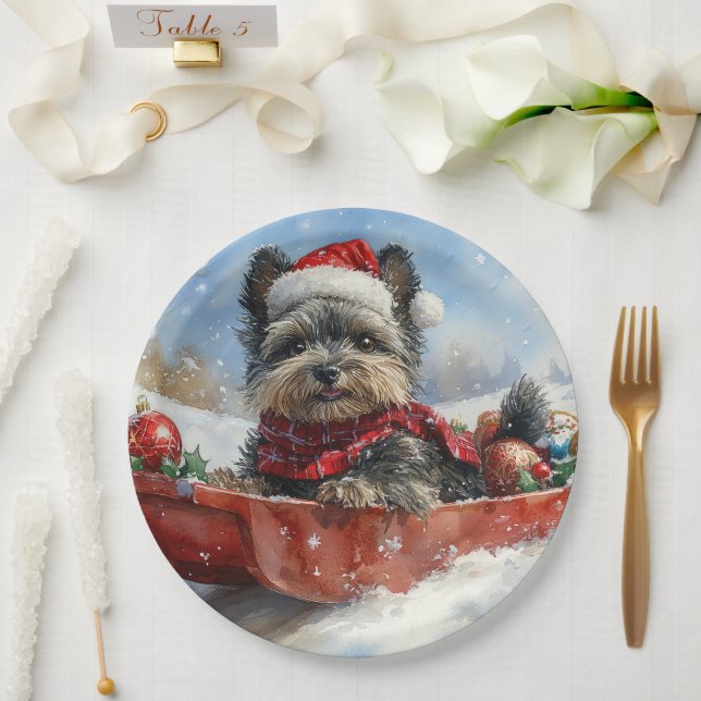 Plato De Papel Perro Affenpinscher en escaramuza deja que nieve N (Boda)