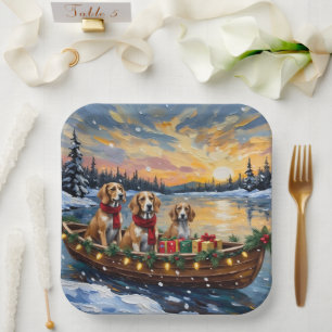Plato De Papel Perro afgano Navidad Barco Fiesta
