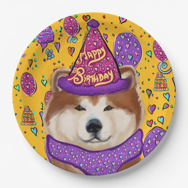 PLATO DE PAPEL PERRO AKITA  (Anverso)