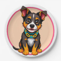 Perro animado lindo con collar