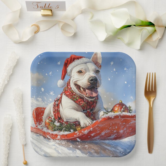 Plato De Papel Perro asqueroso con nieve, Navidades que nieva (Boda)