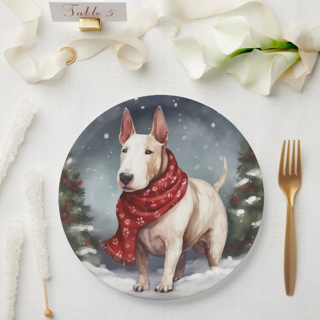 Plato De Papel Perro asqueroso en Navidades de nieve (Boda)