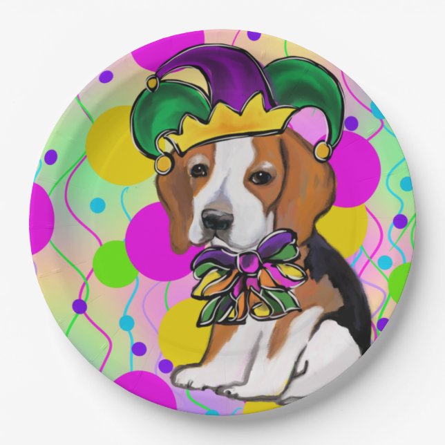 Plato De Papel Perro Beagle (Anverso)
