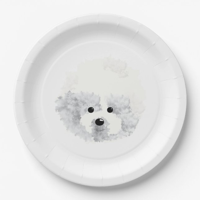 Plato De Papel Perro Bichon Frise (Anverso)