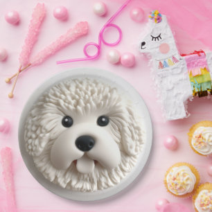 Plato De Papel Perro Bichon Frise Inspirado en 3D