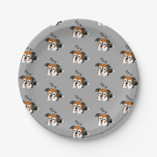 Plato De Papel Perro Boxer Durmiendo Cachorro Amante de Animales